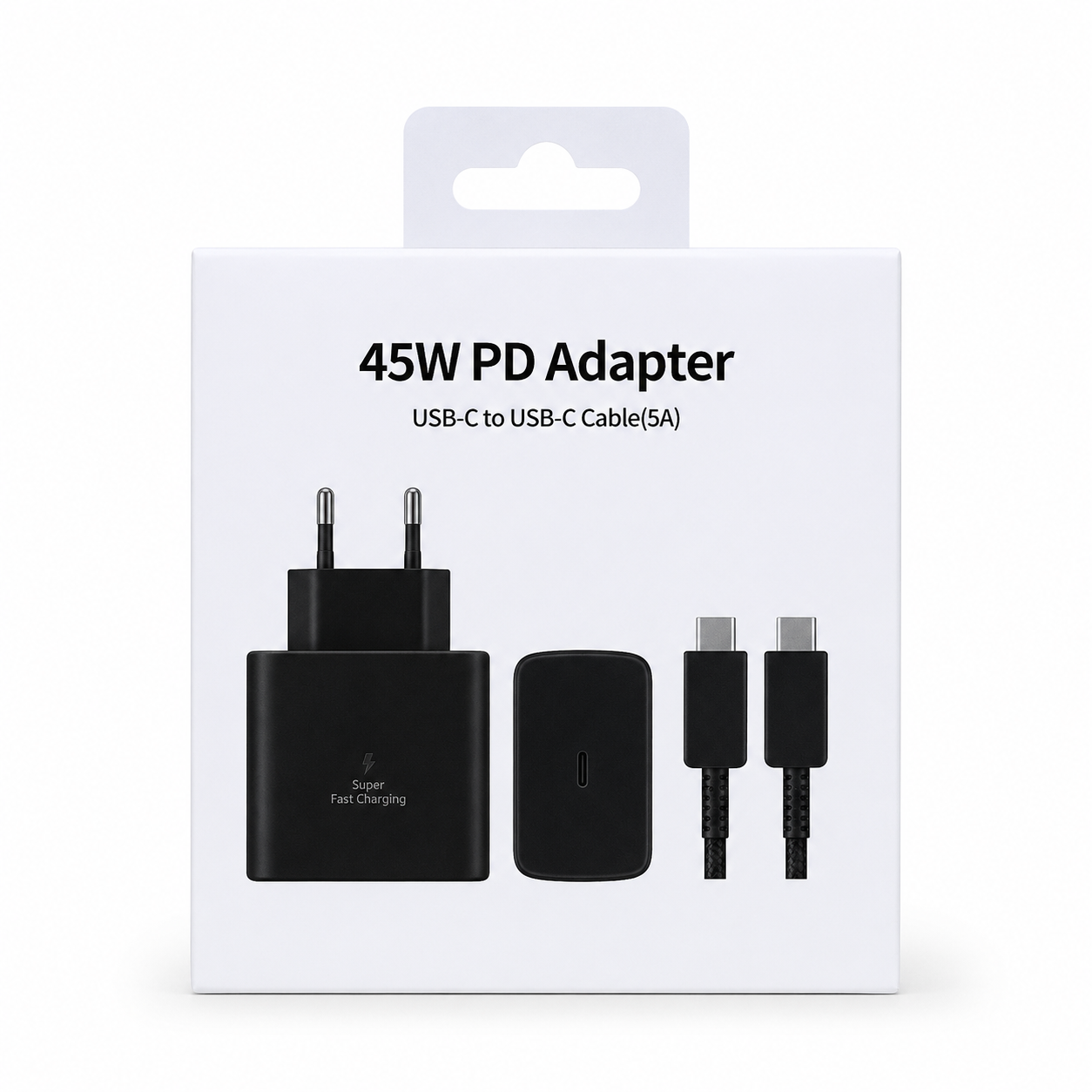 Adapter 45W PD USB-C me karikim të shpejtë, ngjyrë e zezë - foto 1