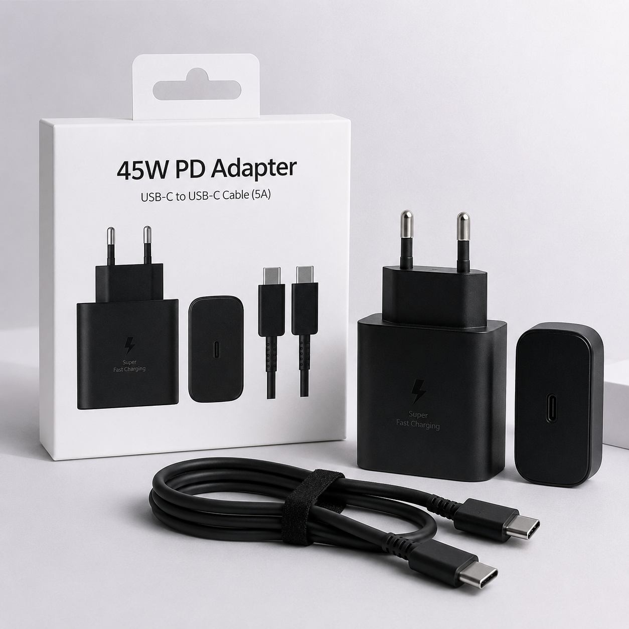 Adapter 45W PD USB-C me karikim të shpejtë, ngjyrë e zezë - foto 4