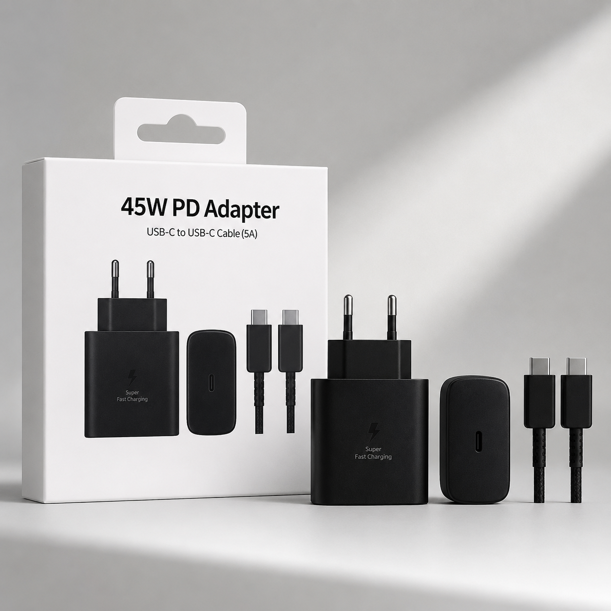 Adapter 45W PD USB-C me karikim të shpejtë, ngjyrë e zezë - foto 5