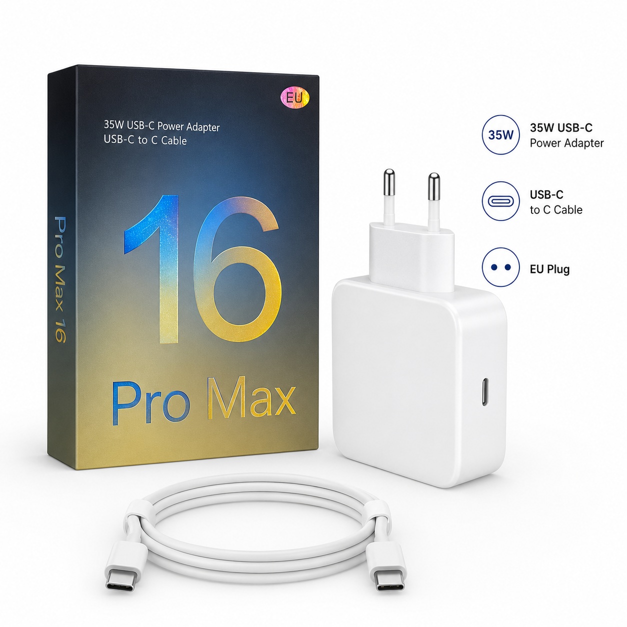 Karikues 35W USB-C për iPhone 16 Pro Max me Kabllo USB-C to USB-C