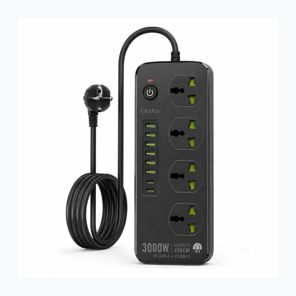 Power Socket Earldom T41 3000W me 4 Priza AC, 8 USB-A dhe 2 USB-C - foto 1