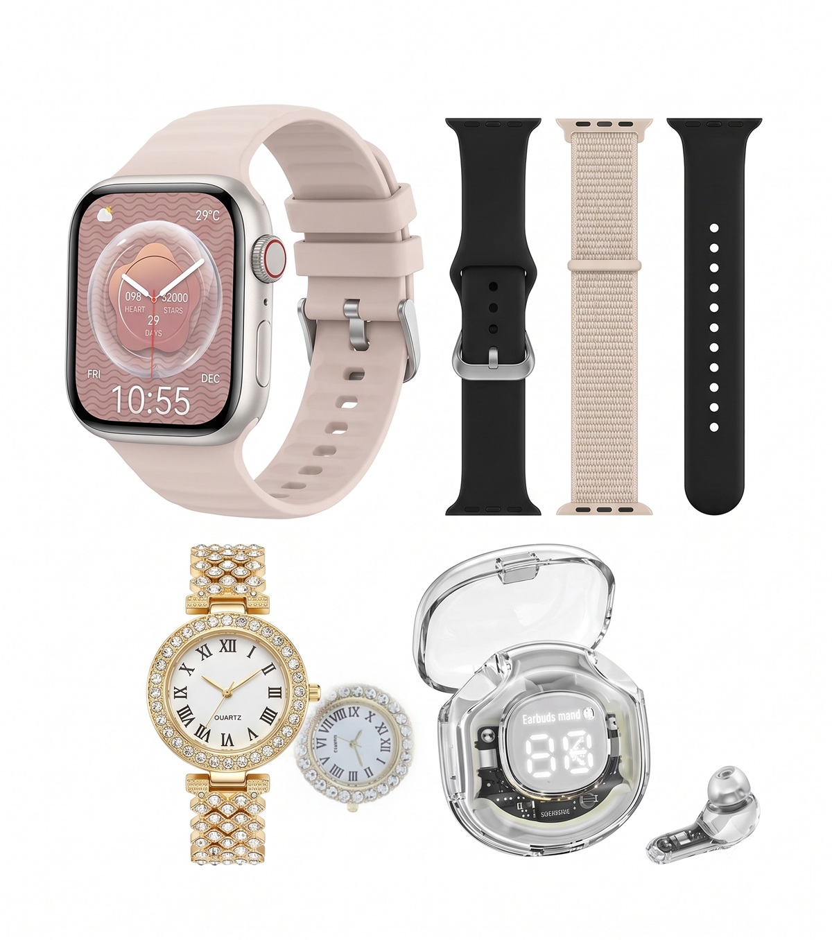 Set Ore Smart H28 Plus me Earbuds per Femra