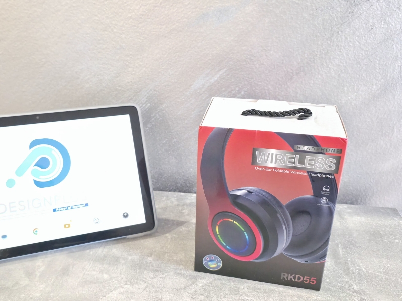 Wireless Headphones RKD55, me tingull të qartë dhe përdorim komod, për muzikë, thirrje dhe argëtim, të hirta/zi