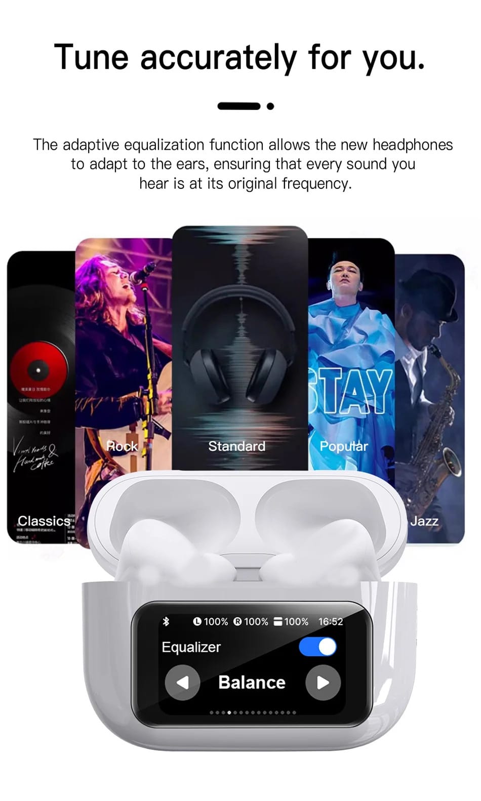 Kufje Bluetooth A9 Pro me Ekran me Prekje & ANC, me reduktim aktiv të zhurmës, për muzikë, thirrje dhe argëtim, ngjyrë e bardhë