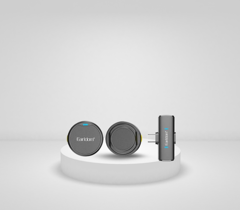 Mikrofon Wireless Earldom MC15C me Marrës Type-C, me lidhje Bluetooth pa tela, për vlog, intervista dhe transmetime live, e gri e errët / e zezë