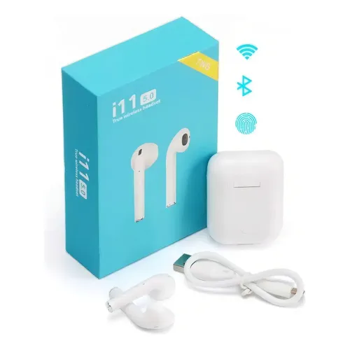 Kufje Wireless i11 5.0 TWS (True Wireless Headset), me tingull të qartë dhe përdorim komod, për muzikë, thirrje dhe argëtim, ngjyrë e bardhë