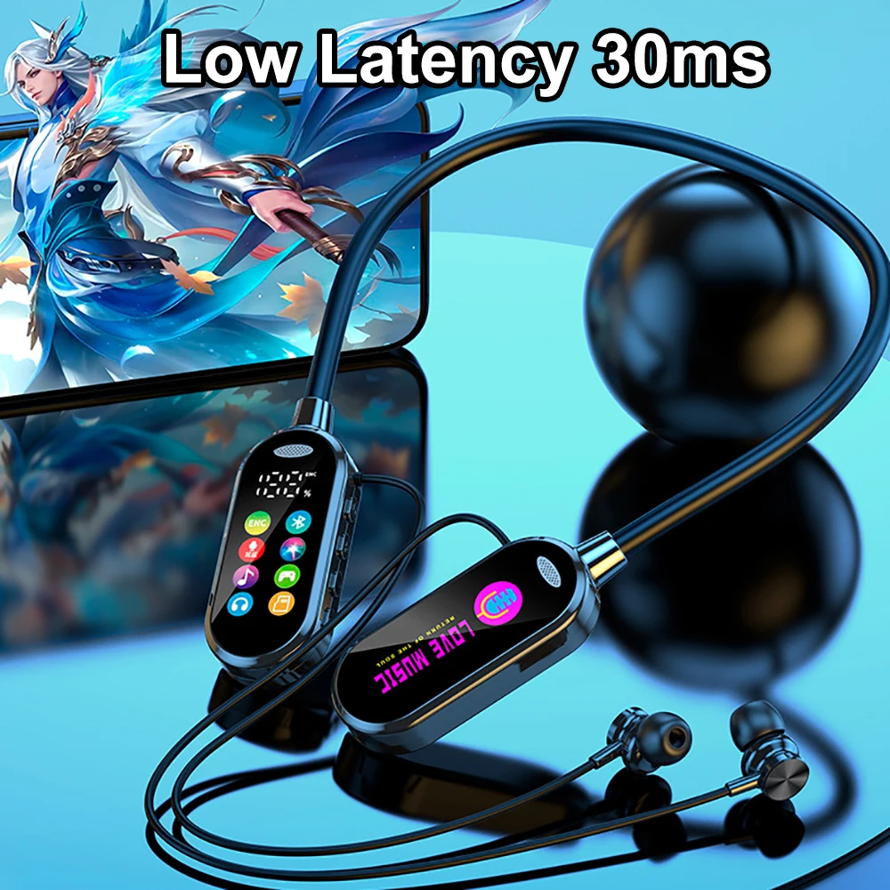 Kufje Sportive me Shirit Qafe (Ekran LCD, Low Latency), me tingull të qartë dhe përdorim komod, për muzikë, thirrje dhe argëtim, ngjyrë e zezë