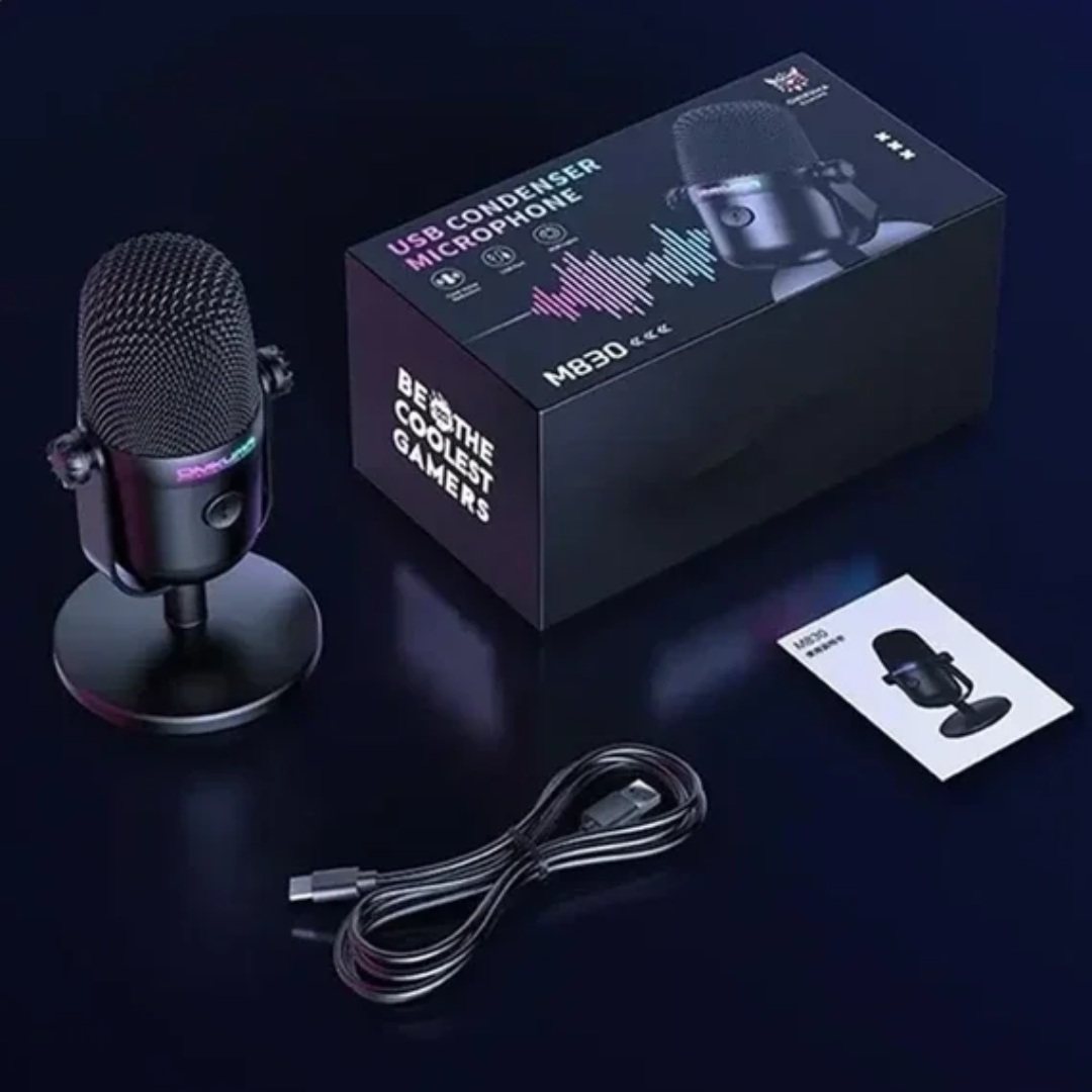 Mikrofon Kondensator USB Onikuma M830 (Set i Kompletuar), me tingull të qartë dhe përdorim komod, për muzikë, thirrje dhe argëtim, ngjyrë e zezë