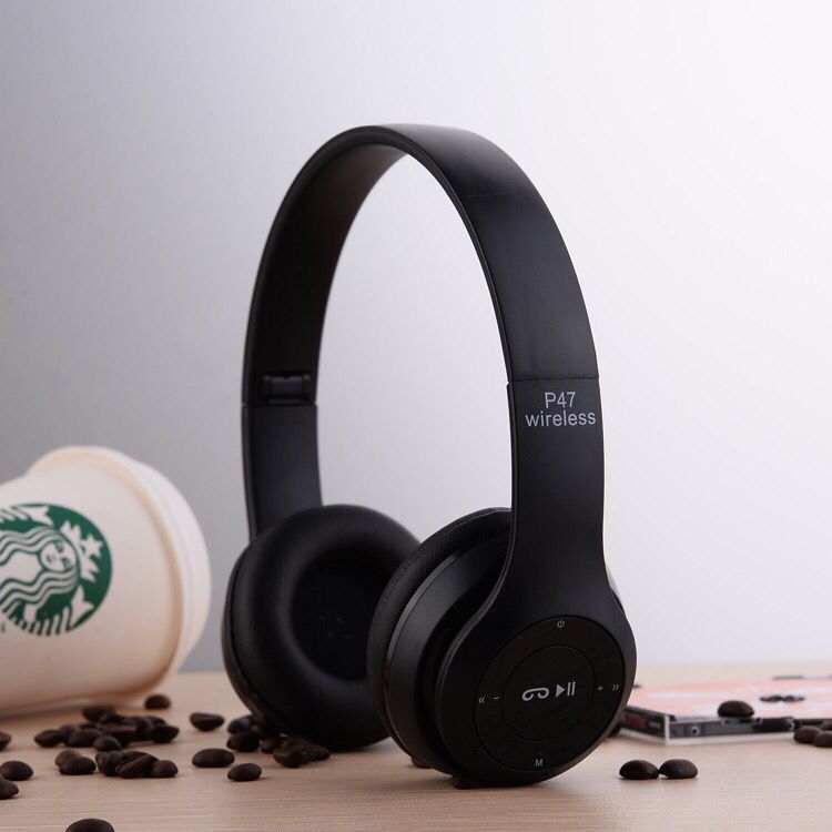 Kufje Wireless mbi-vesh (Over-Ear) P47 me Bluetooth, me tingull të qartë dhe përdorim komod, për muzikë, thirrje dhe argëtim, e zezë mat