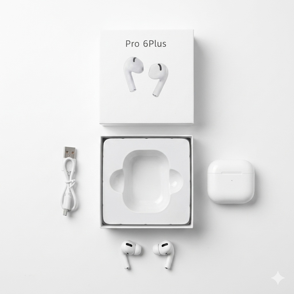 Kufje Bluetooth Pro 6 Plus me Kuti të Bardhë