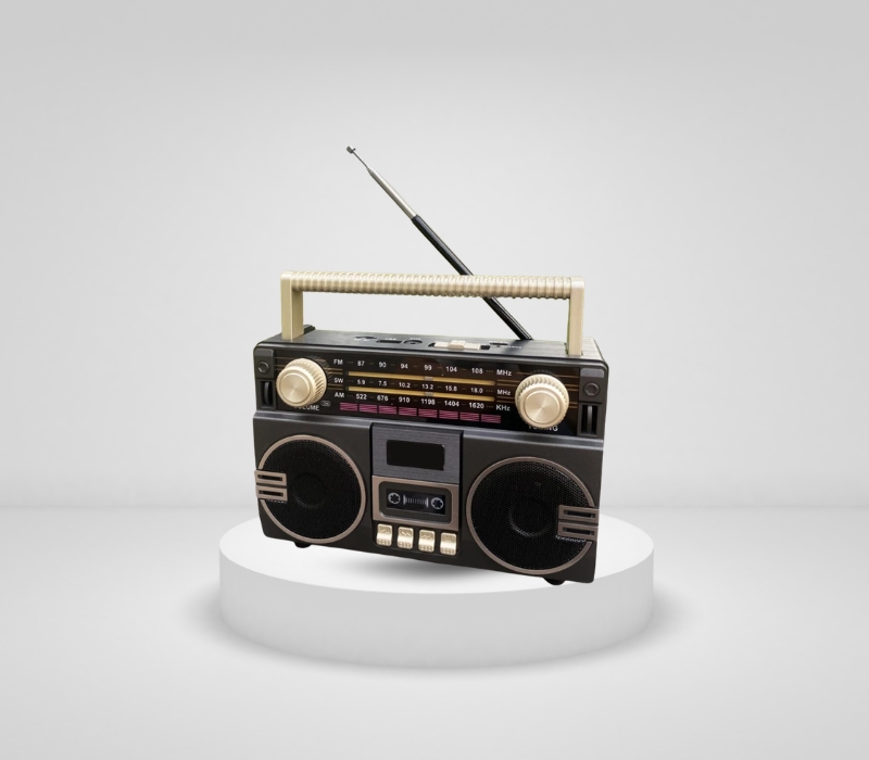 Radio Klasike Retro dhe Altoparlant Wireless, me lidhje Bluetooth pa tela, për përdorim të përditshëm, e zezë me detaje (klasike)