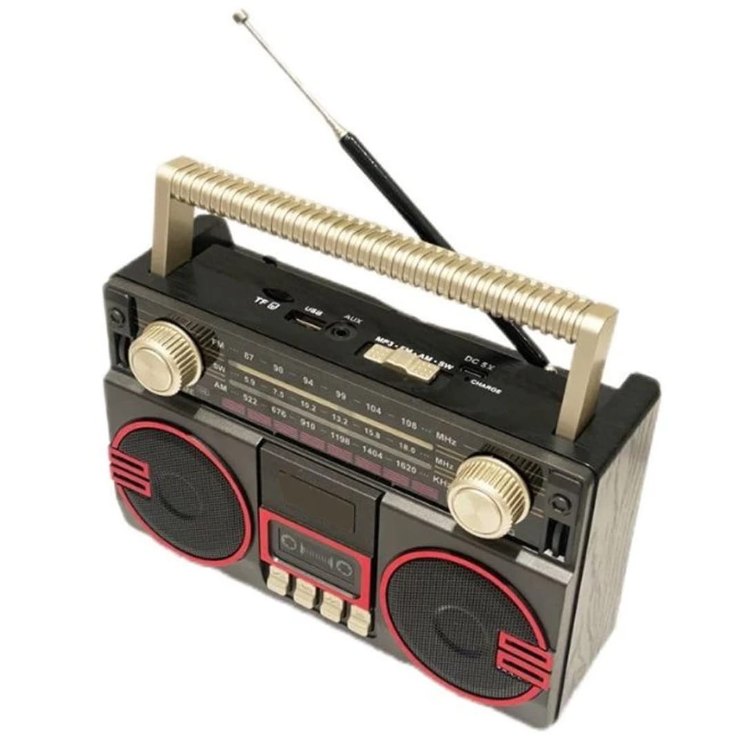 Radio Klasike Retro dhe Altoparlant Wireless, me lidhje Bluetooth pa tela, për përdorim të përditshëm, e zezë me detaje (klasike)