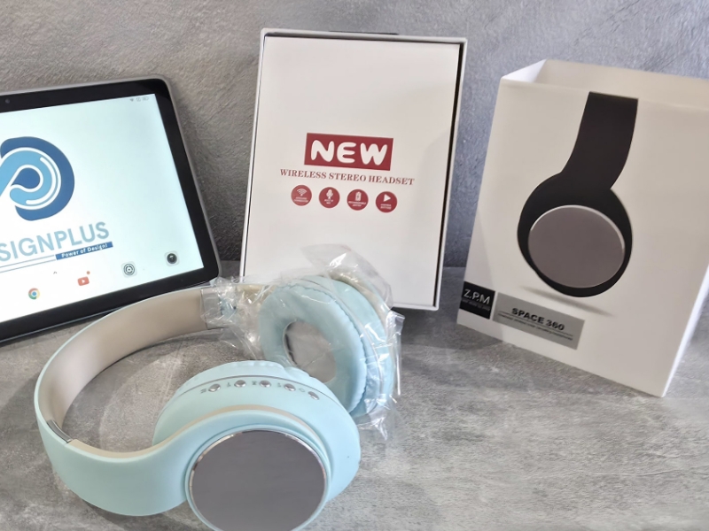 Z.P.M Space 360 Wireless Headset, me tingull të qartë dhe përdorim komod, për muzikë, thirrje dhe argëtim, ngjyrë kaltër e çelët