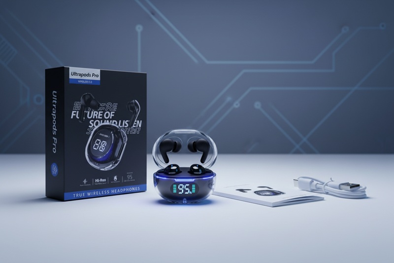 Ultrapods Pro V5.3 (TWS), me tingull të qartë dhe përdorim komod, për muzikë, thirrje dhe argëtim, ngjyrë e zezë