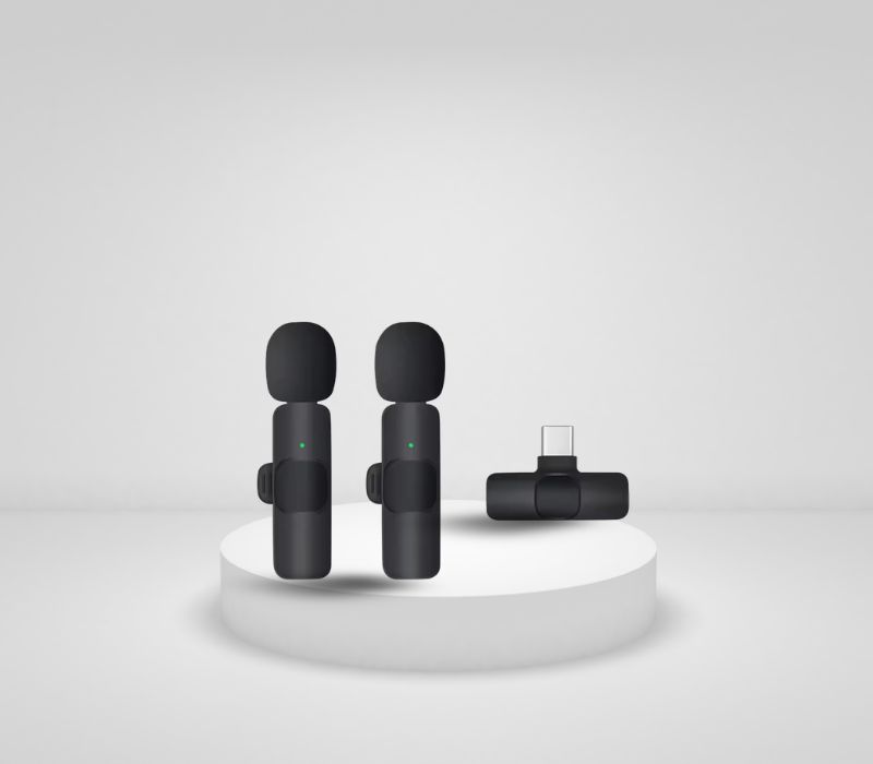 Mikrofon Lavalier me Valë 2.4GHz për android/iPhone 2 mikrofonë (Me Zbutës Zhurme), me dizajn modern dhe funksional, për vlog, intervista dhe transmetime live, ngjyrë e zezë