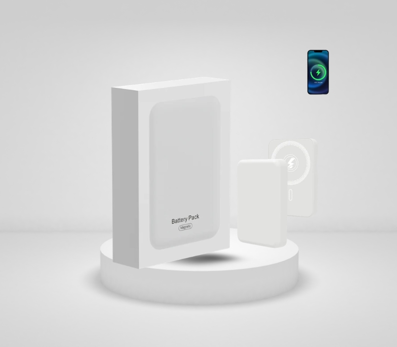 Bateri e Jashtme Magnetike (Battery Pack), magnetik dhe praktik, për përdorim të përditshëm, ngjyrë e bardhë