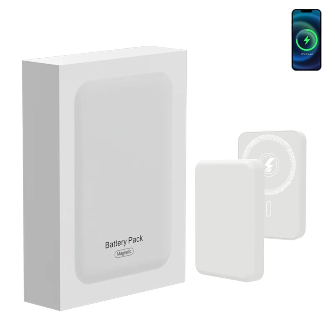 Bateri e Jashtme Magnetike (Battery Pack), magnetik dhe praktik, për përdorim të përditshëm, ngjyrë e bardhë