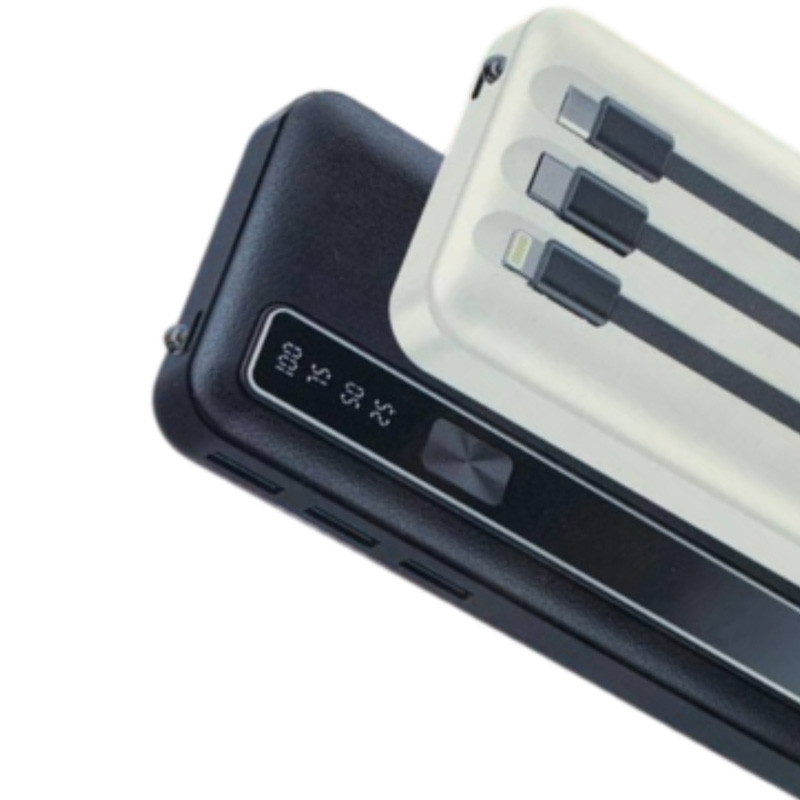 Power Bank i Fuqishëm Y51 40,000mAh me 4 Kabllo të Integruara, me dizajn modern dhe funksional, për shtëpi, zyrë dhe udhëtime, ngjyrë e zezë