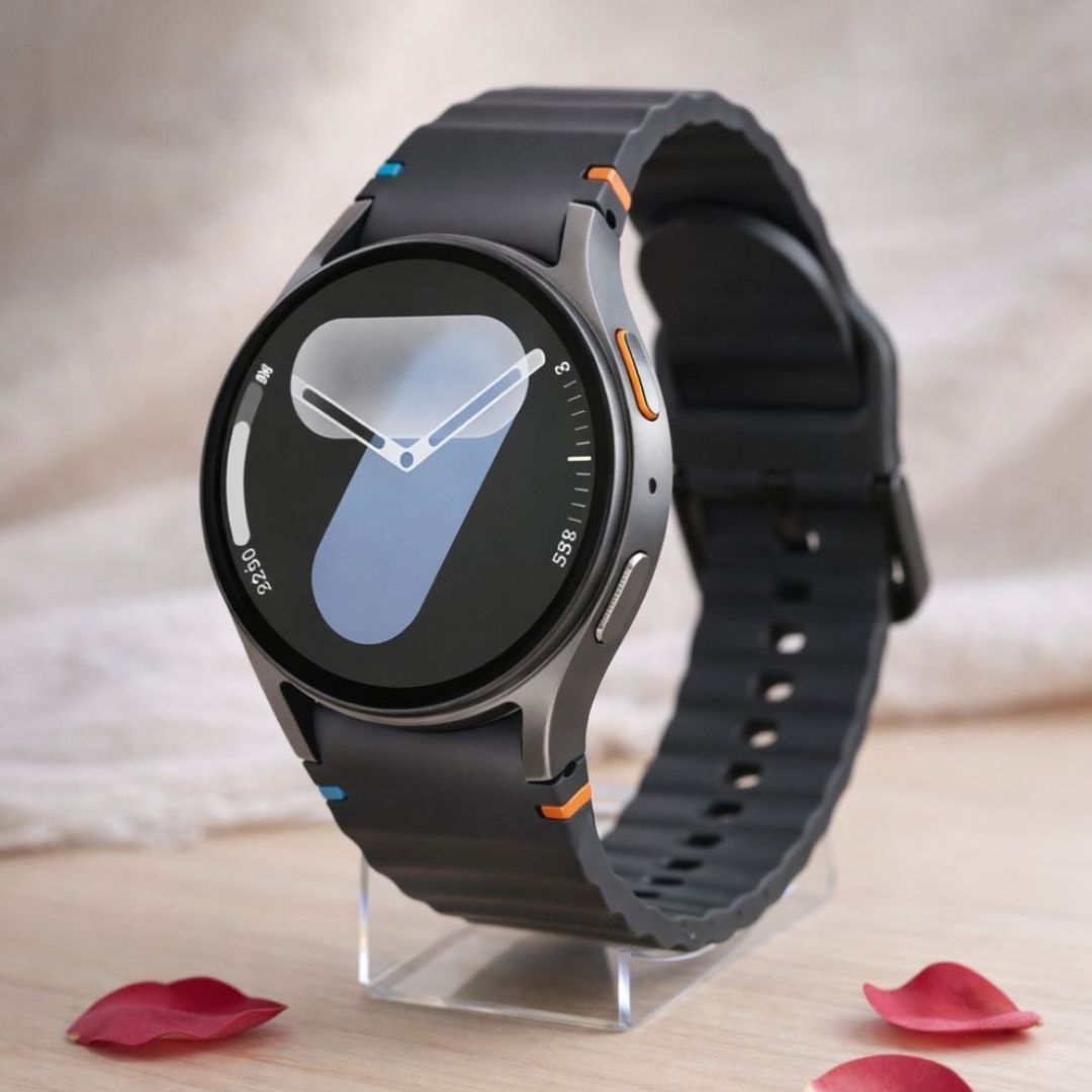 Orë Inteligjente Smartwatch JS Watch7, për njoftime, sport dhe përdorim ditor, kornizë argjendi me rrip të bardhë
