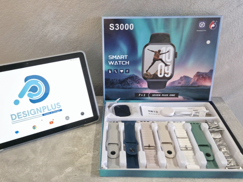 Smartwatch S3000, për njoftime, sport dhe përdorim ditor, zi-hirtë