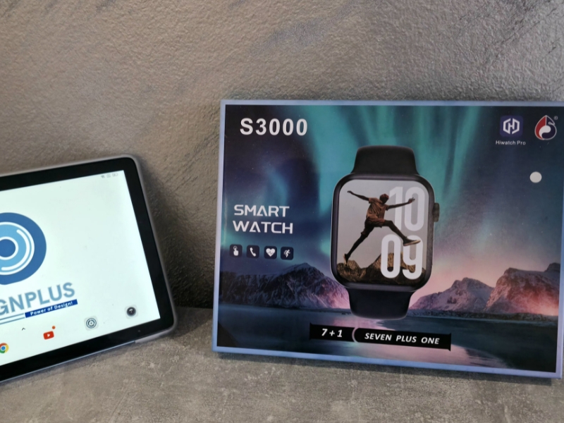 Smartwatch S3000, për njoftime, sport dhe përdorim ditor, zi-hirtë