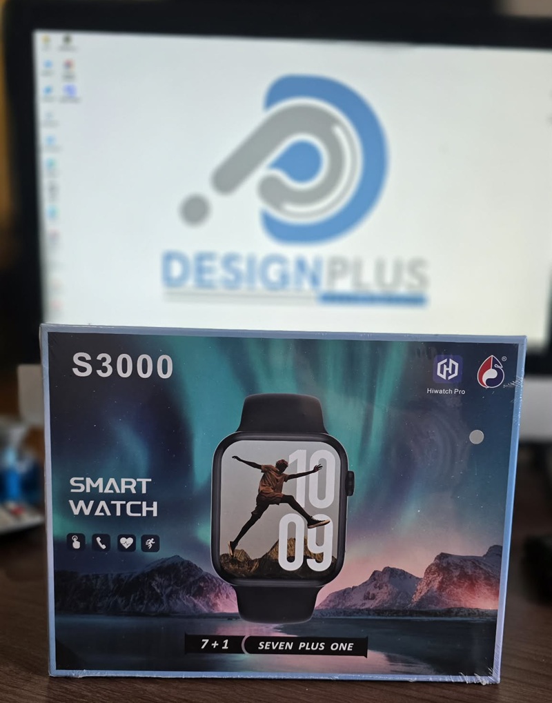 Smartwatch S3000, për njoftime, sport dhe përdorim ditor, zi-hirtë