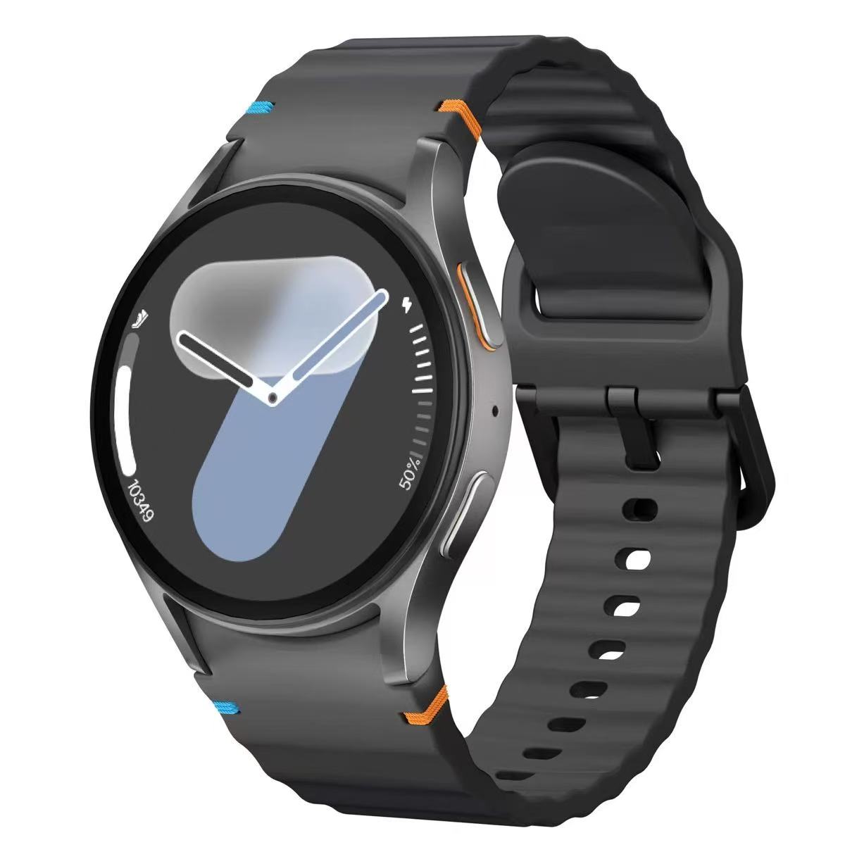 Orë Inteligjente Sportive Premium (Rrip Khaki) - imitim i Samsung Galaxy, për njoftime, sport dhe përdorim ditor, ngjyrë e zezë