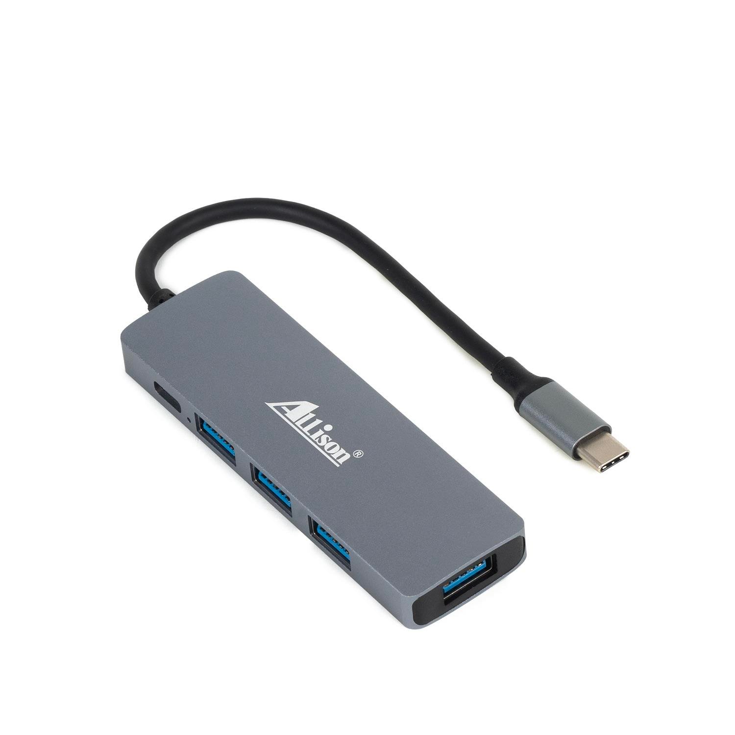 Hub USB-C 4 në 1 Docking Station Allison ALS-G63, me dizajn modern dhe funksional, për shtëpi, zyrë dhe udhëtime, gri (alumin)