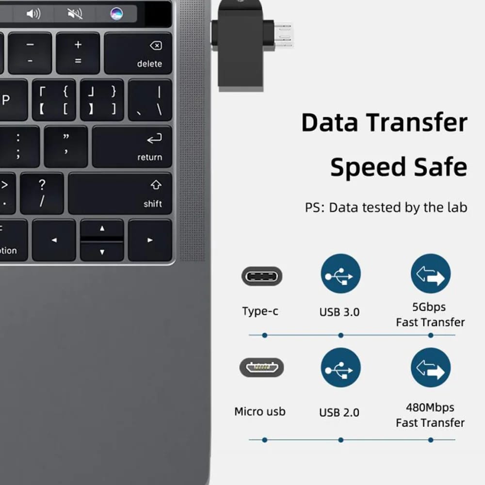 Adaptor OTG 3-në-1 Stonego (Type-C, Micro, USB 3.0), me dizajn modern dhe funksional, për shtëpi, zyrë dhe udhëtime, ngjyrë e zezë