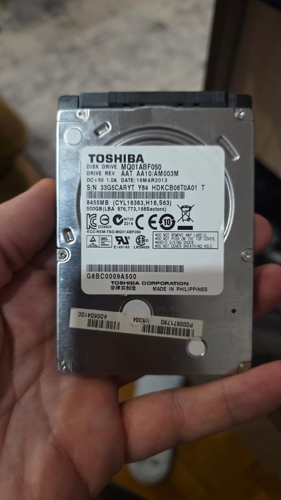 Hard Disk Toshiba 500GB 2.5 SATA, për performancë të qëndrueshme, për kompjuter, punë dhe ruajtje të të dhënave, ngjyrë argjendi