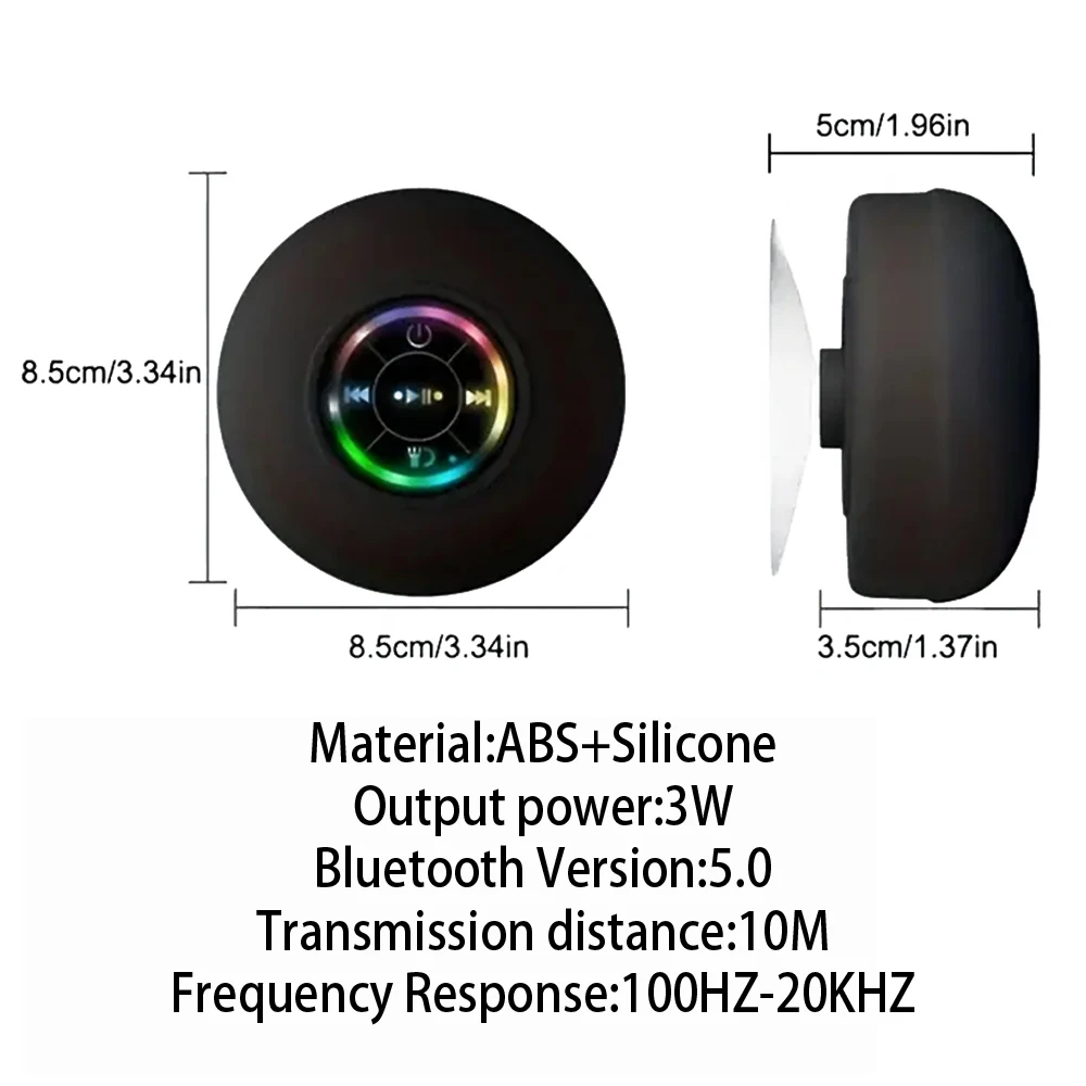 Altoparlant Bluetooth për Dush (Rezistent ndaj Ujit IPX4), me lidhje Bluetooth pa tela, për përdorim të përditshëm, ngjyrë e zezë