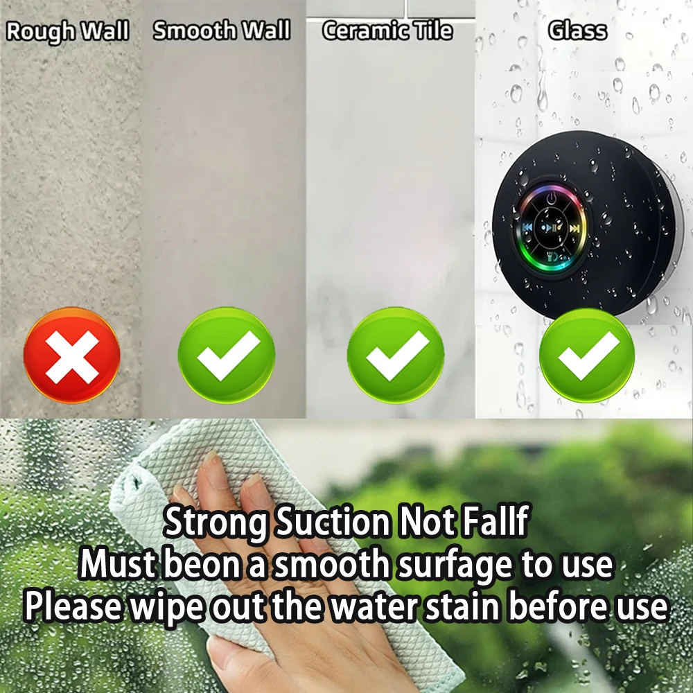 Altoparlant Bluetooth për Dush (Rezistent ndaj Ujit IPX4), me lidhje Bluetooth pa tela, për përdorim të përditshëm, ngjyrë e zezë