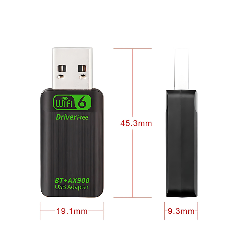 Adaptor USB WiFi 6 & Bluetooth 5.4 (AX900), për performancë të qëndrueshme, për kompjuter, punë dhe ruajtje të të dhënave, ngjyrë e zezë