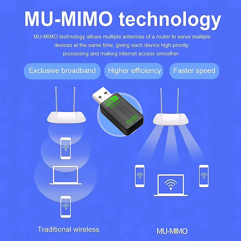 Adaptor USB WiFi 6 & Bluetooth 5.4 (AX900), për performancë të qëndrueshme, për kompjuter, punë dhe ruajtje të të dhënave, ngjyrë e zezë