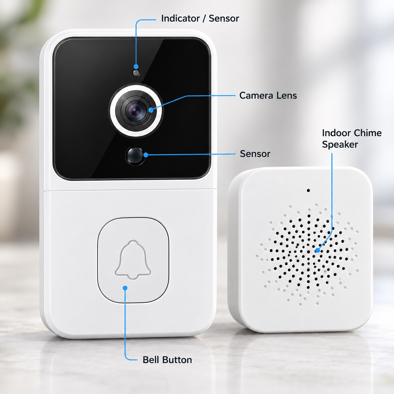 Zile Dere me Kamerë Mini Doorbell dhe Marrës të Brendshëm – foto 4