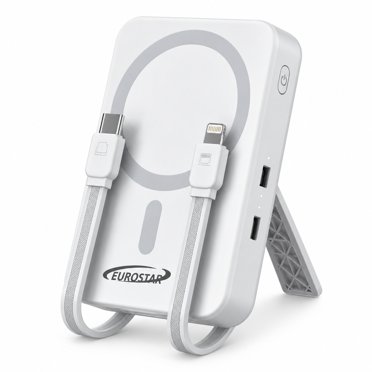 Power Bank Eurostar MagSafe 10000 mAh me Kabllo të Integruara dhe Mbajtëse