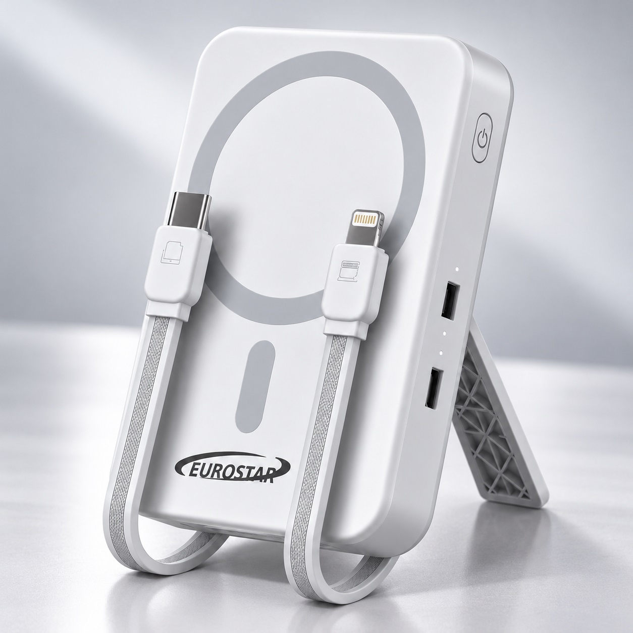 Power Bank Eurostar MagSafe 10000 mAh me Kabllo të Integruara dhe Mbajtëse – foto 3