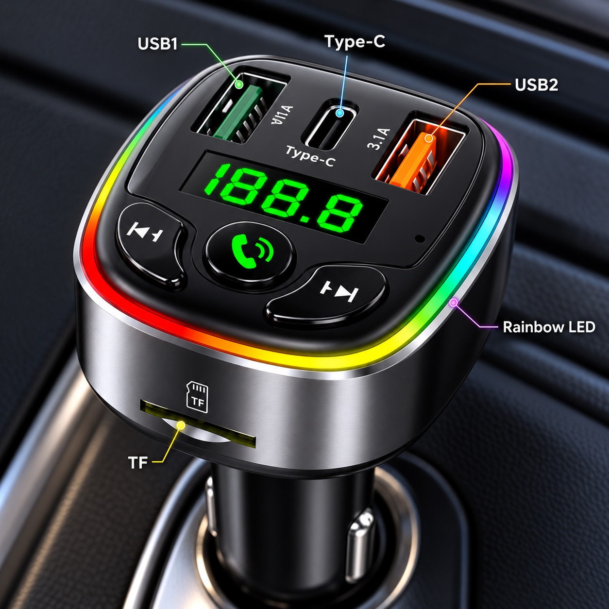 Karikues Veture HM137 me Transmetues FM, USB-C dhe LED RGB – foto 4