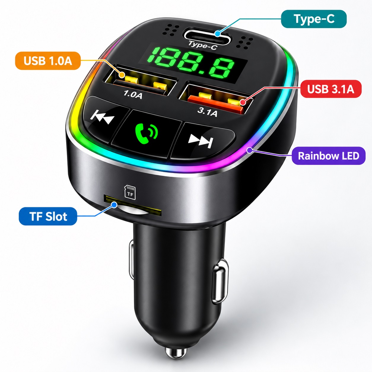 Karikues Veture HM138 me Transmetues FM, USB-C dhe Ekran LED – foto 4