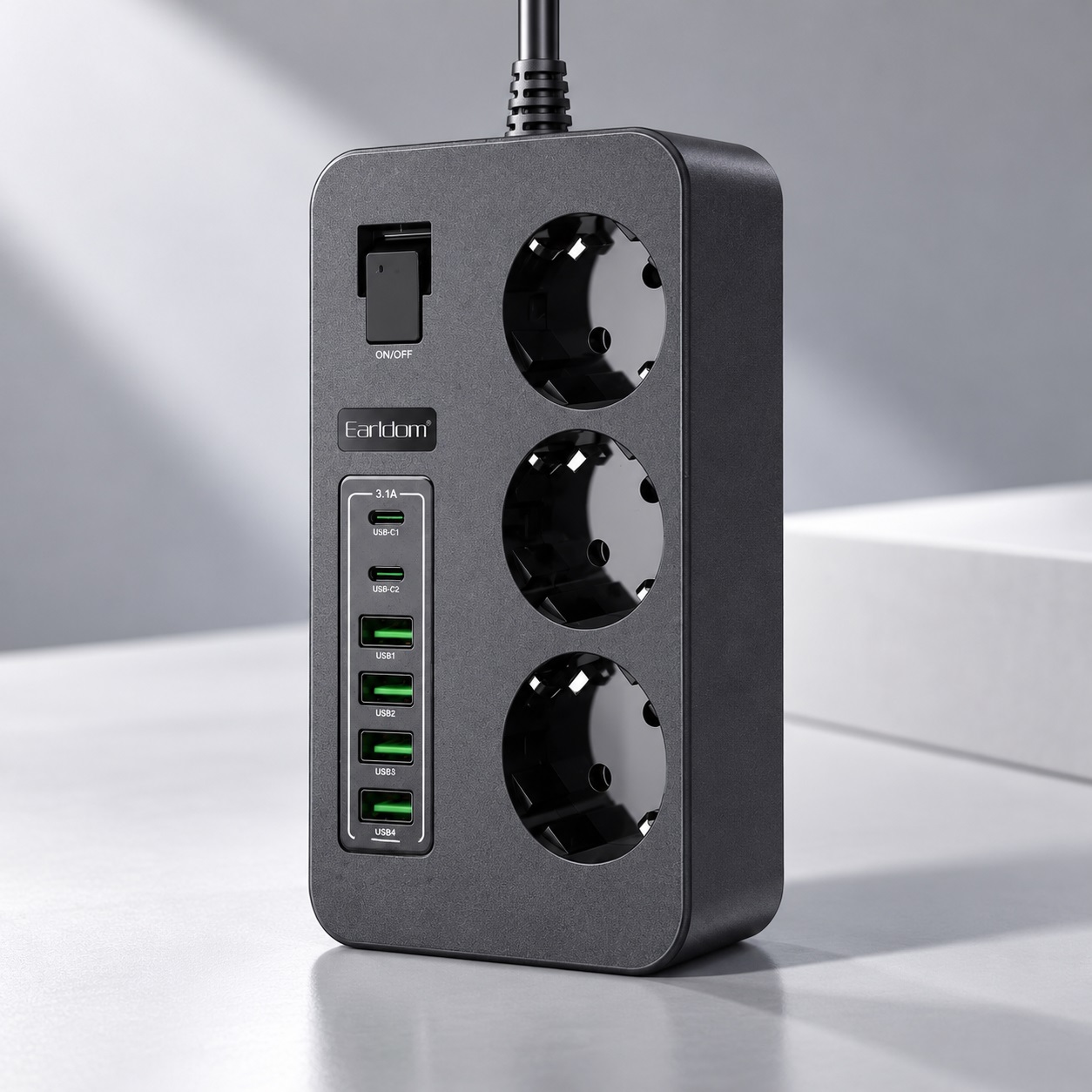 Zgjatues Elektrik Earldom SC14 me 3 Priza, 4 USB-A dhe 2 USB-C – foto 2