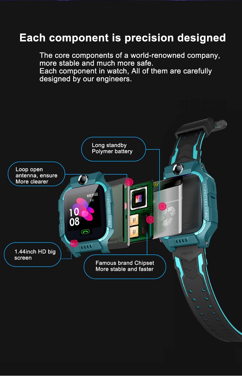 Orë Inteligjente për Fëmijë Q19 – Blu e Çelët me Rrip të Zi – foto 4