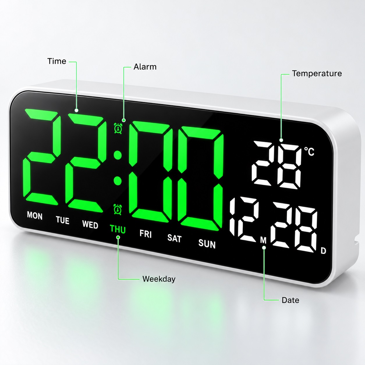 Orë Digjitale LED GH0707 me Alarm, Datë dhe Temperaturë – foto 5