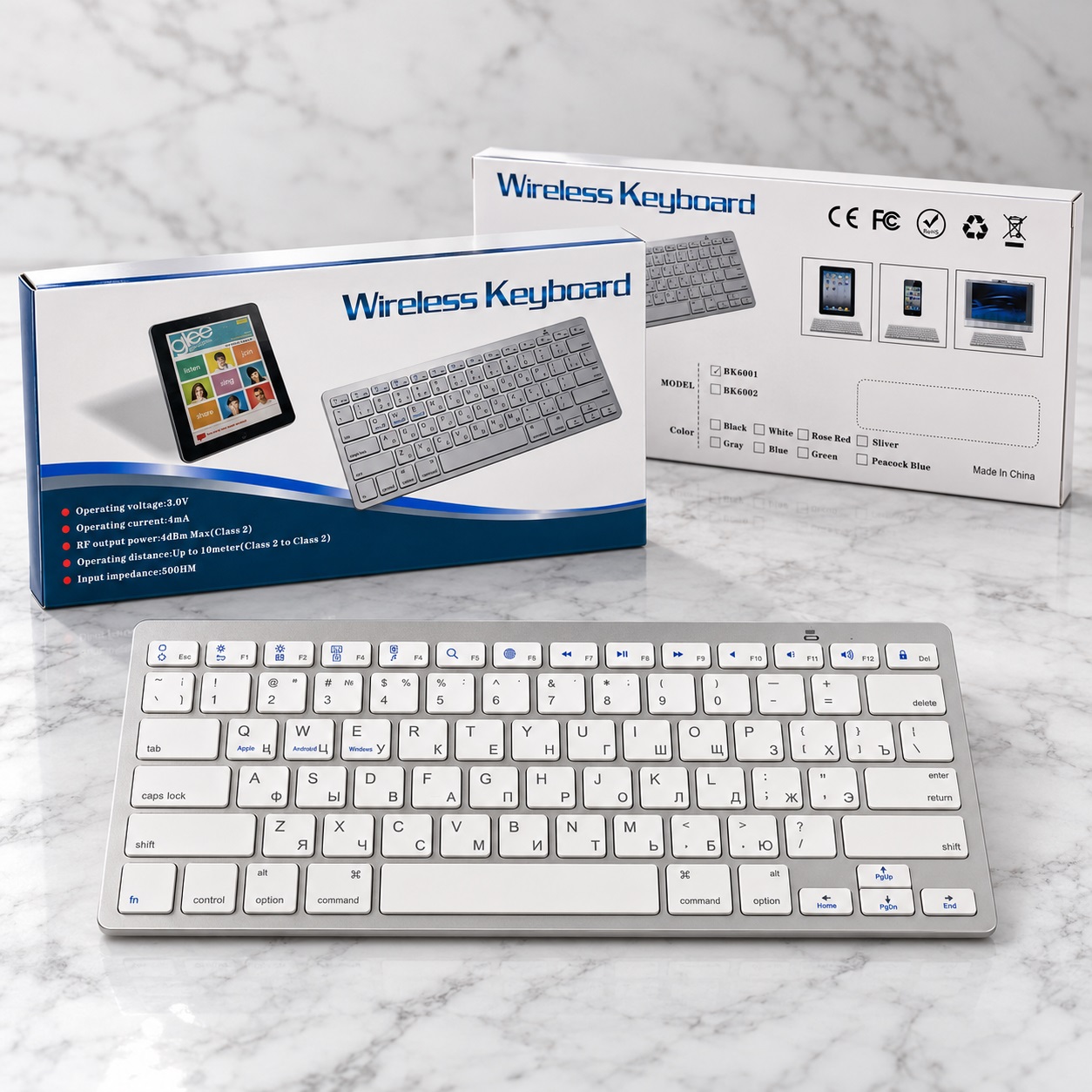 Tastierë Wireless Kompakte QWERTY – E Bardhë me Argjend – foto 2