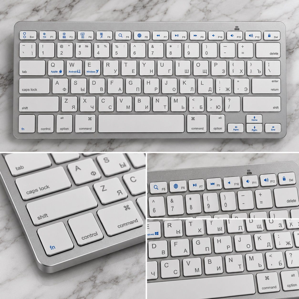 Tastierë Wireless Kompakte QWERTY – E Bardhë me Argjend – foto 3
