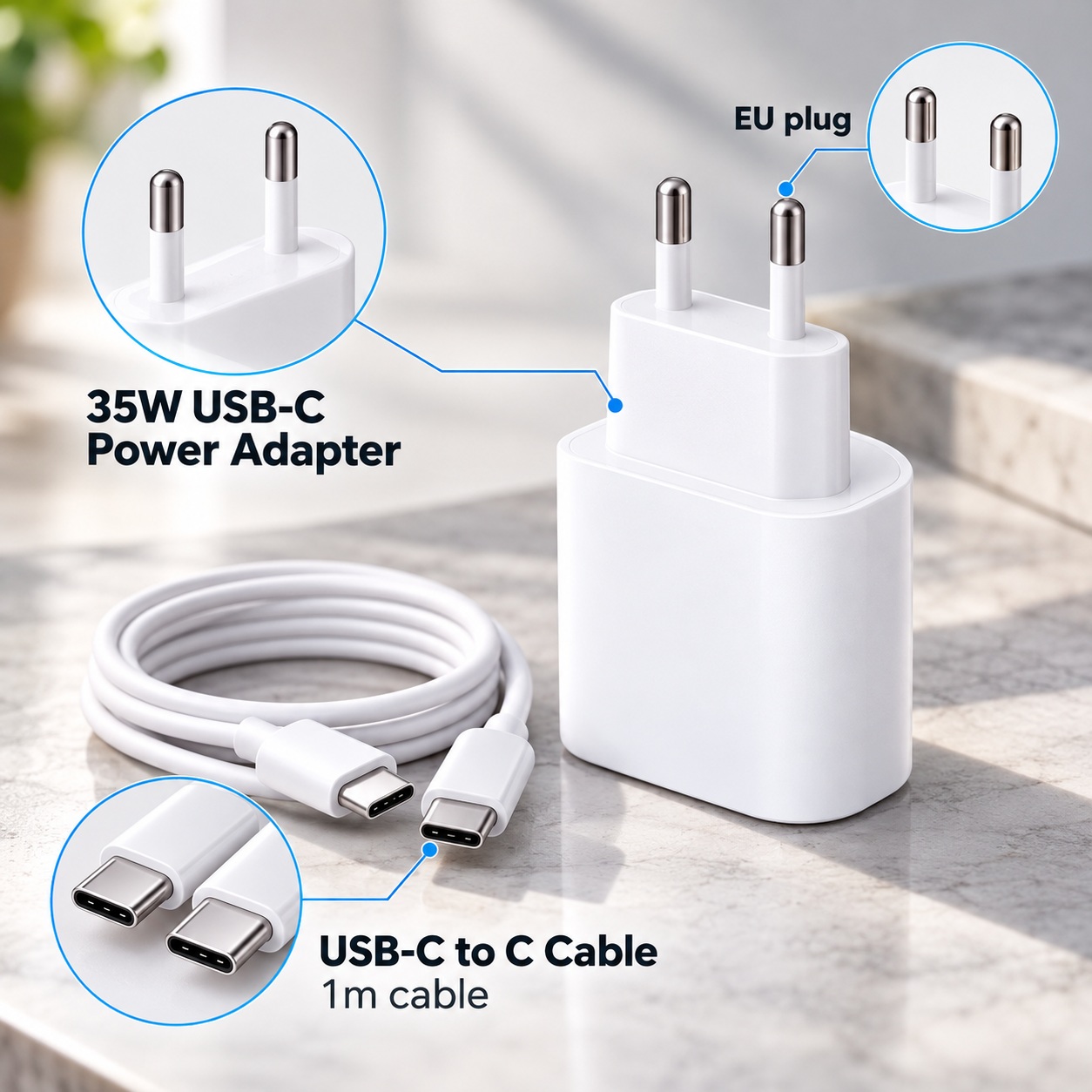 Adapter Karikimi USB-C 35W për iPhone 17 Pro Max me Kabllo USB-C 1 m – foto 2