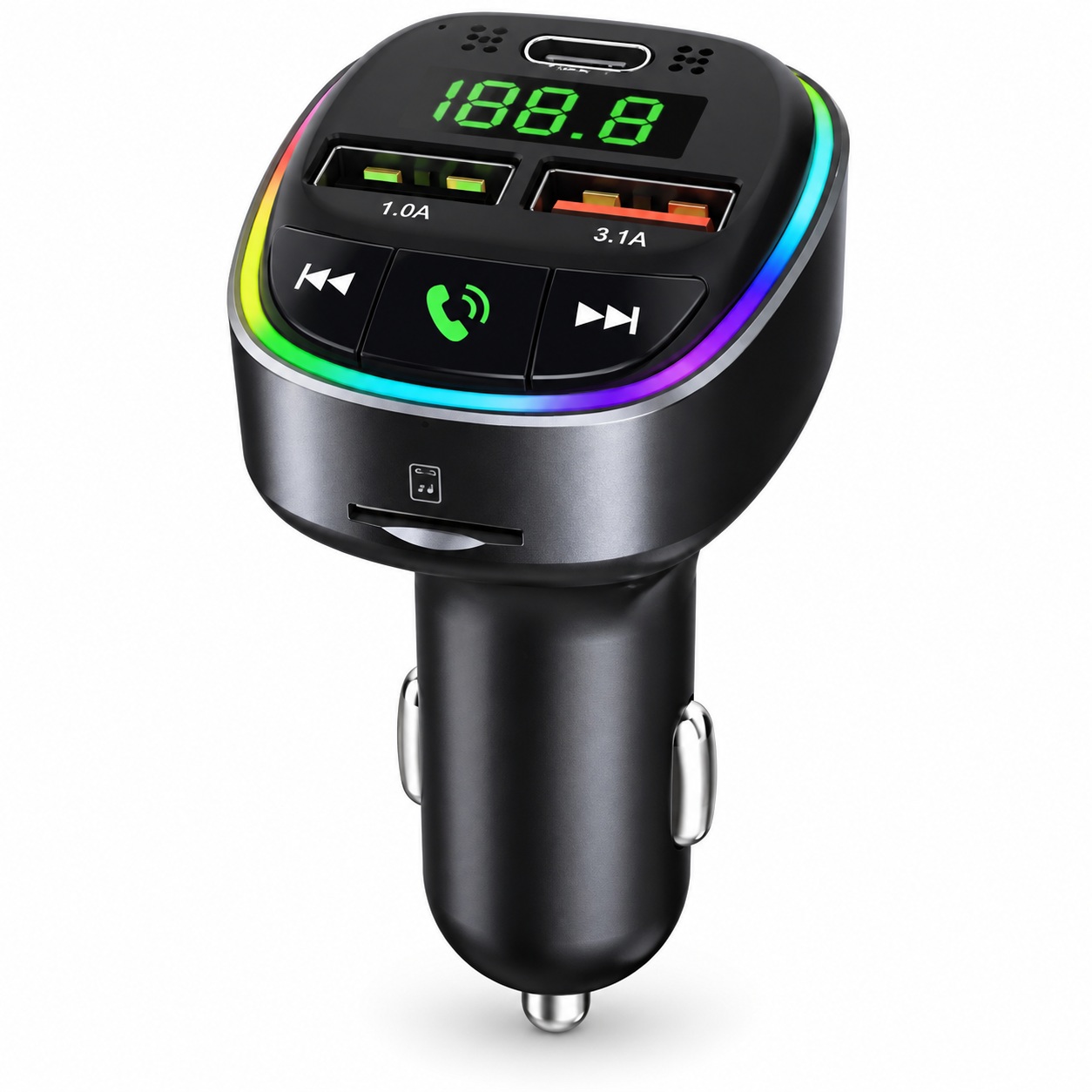 Transmetues FM Bluetooth HM138 për Veturë me USB-C, 2x USB dhe MP3