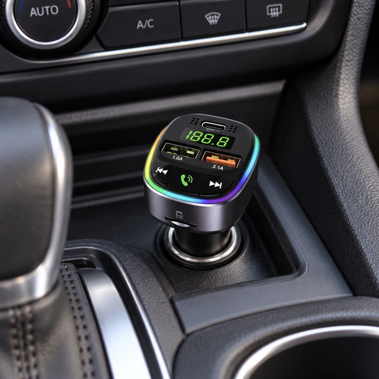 Transmetues FM Bluetooth HM138 për Veturë me USB-C, 2x USB dhe MP3 – foto 2