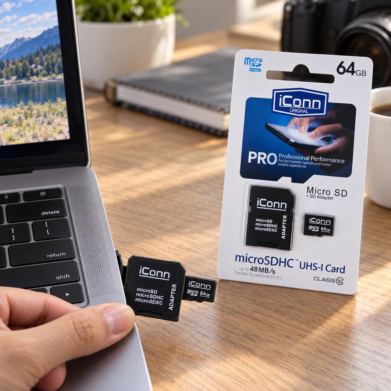 Kartë Memorie iConn microSDHC 64 GB UHS-I Class 10 me Adapter SD – foto 2
