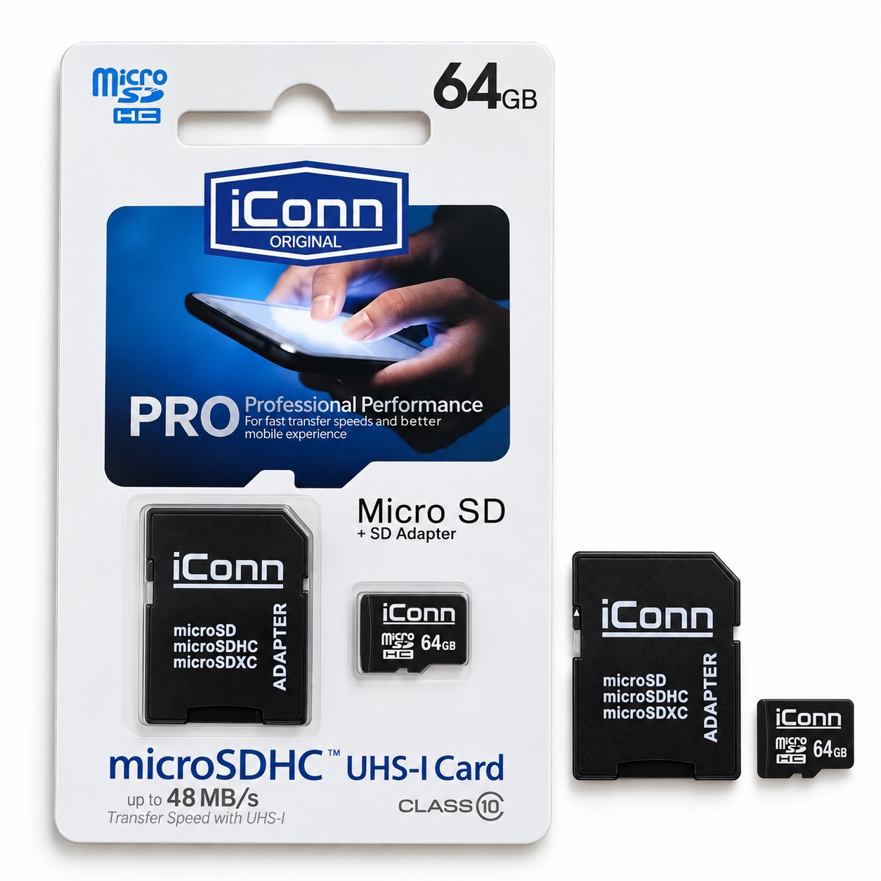 Kartë Memorie iConn microSDHC 64 GB UHS-I Class 10 me Adapter SD – foto 4