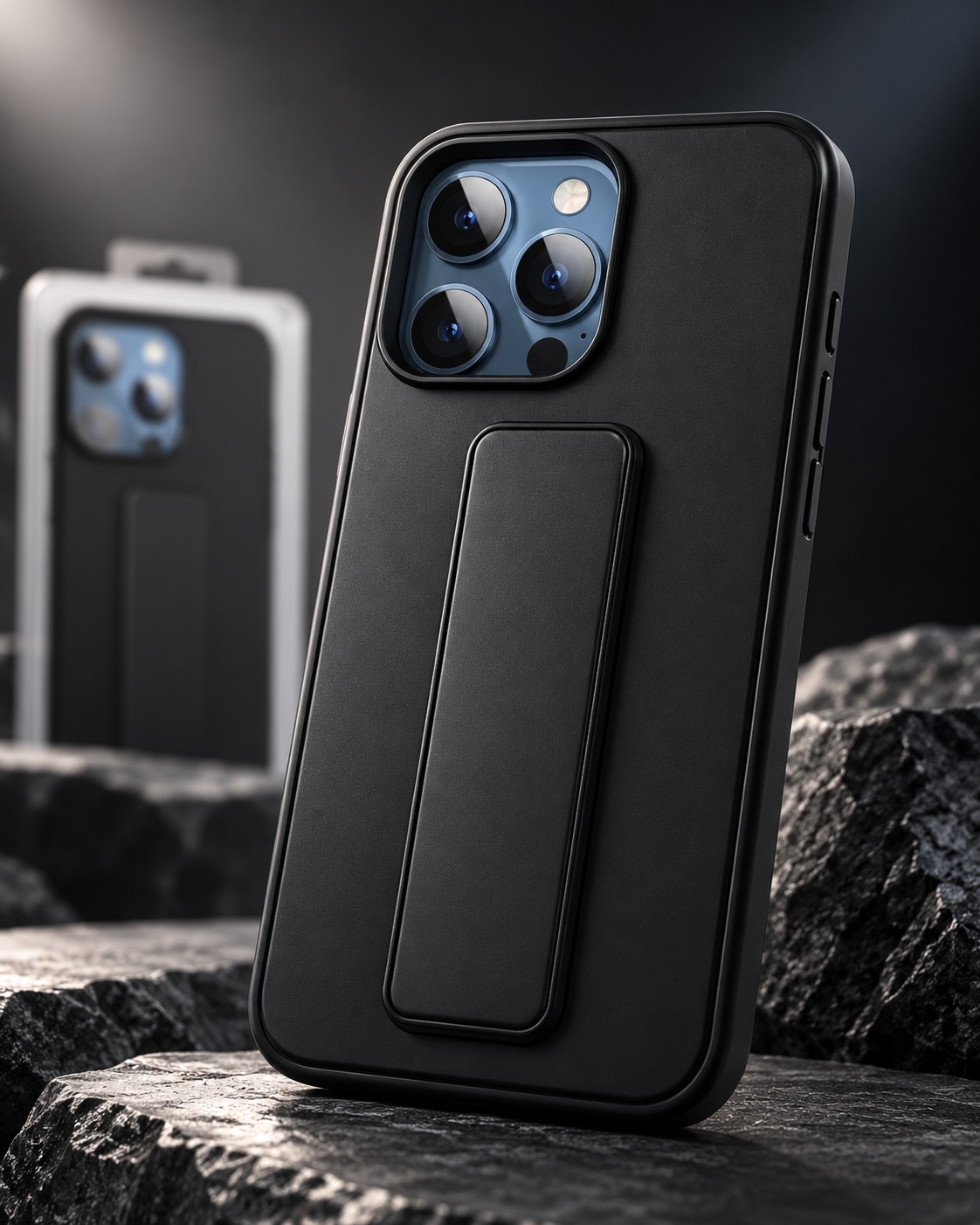 Mbrojtëse për iPhone 15 Pro Max me Mbajtëse të Integruar – E Zezë – foto 3